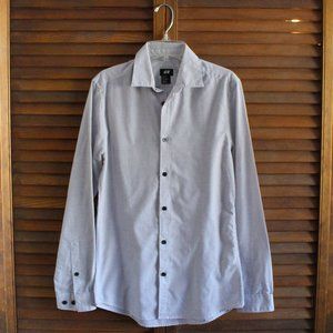 H&M White w/ Navy Grid Lines Button Up, XS